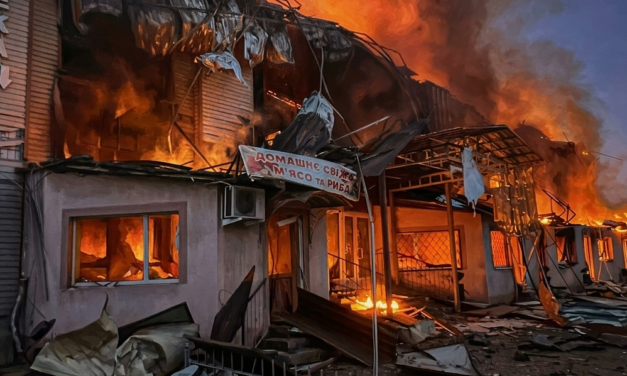 Russian Strike Ignites Massive Fire in Kharkiv, Injures Two Women